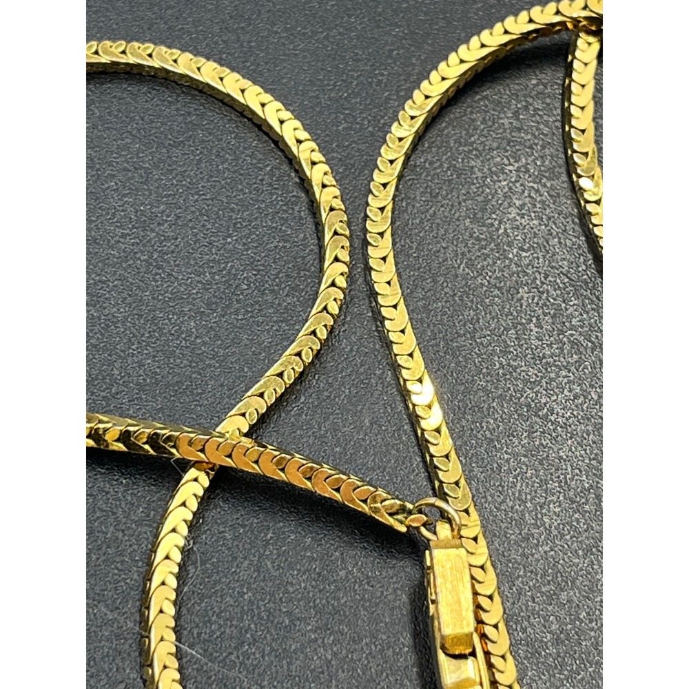 Givenchy Designer Vintage Herringbone Gold Plated Long chain 23" Necklace - Picture 14 of 16